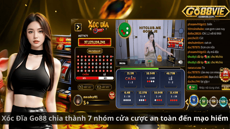 Xóc Đĩa Go88 chia thành 7 nhóm cửa cược an toàn đến mạo hiểm